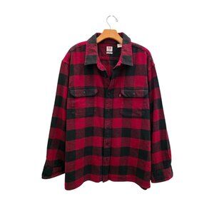 Levi's Classic Worker Overshirt Relaxed Fit Red Black Buffalo Plaid Mens XL NEW